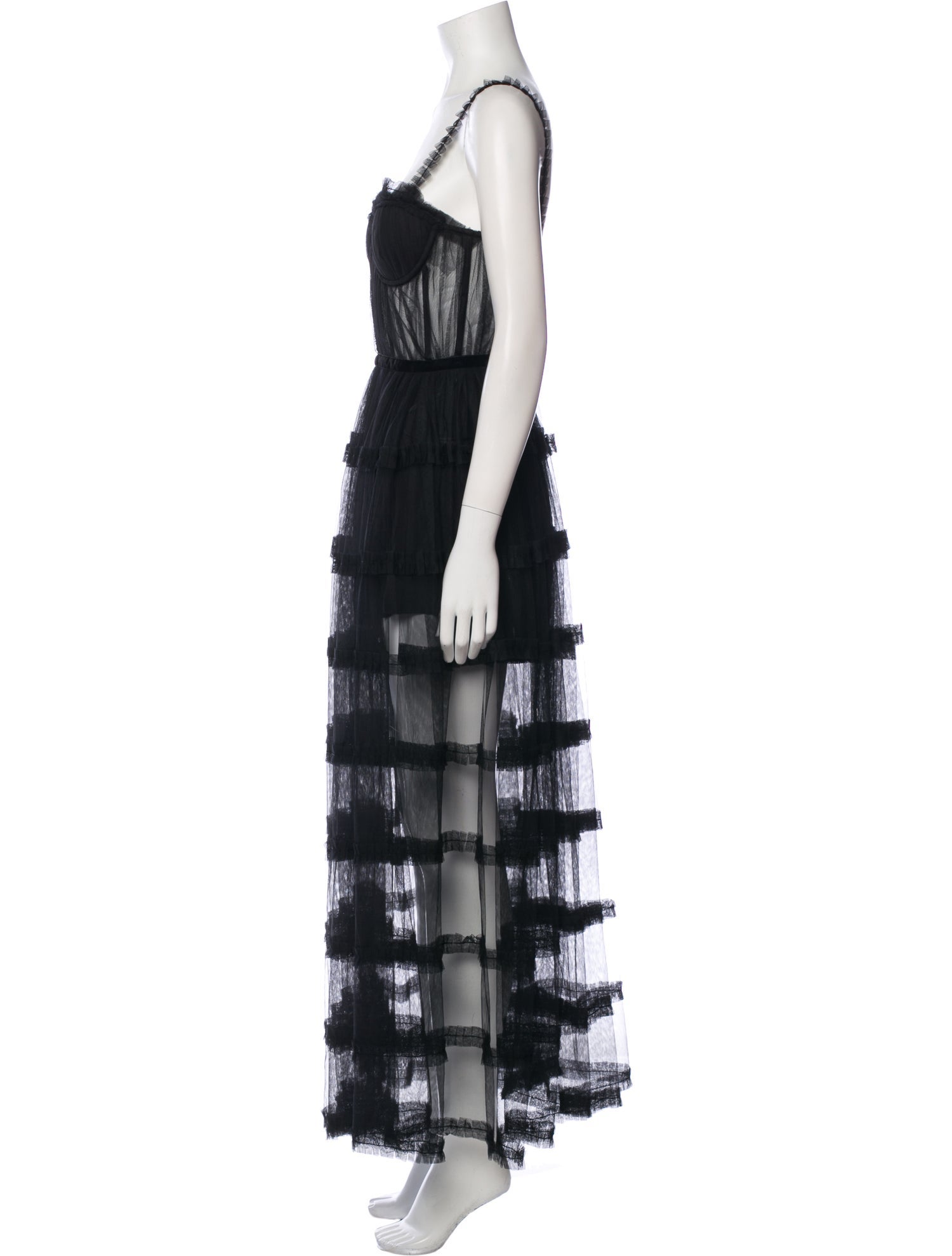 SAU LEE Square Neckline Long Dress